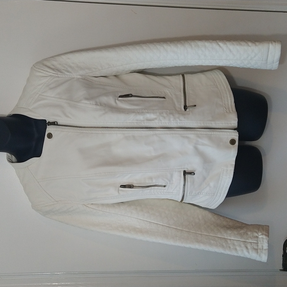 Steve Madden Winter White Moto Bomber Jacket